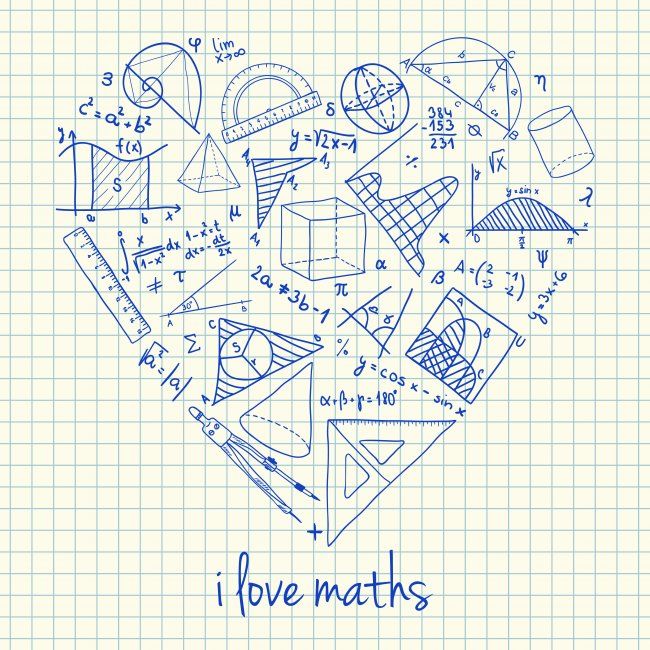תואר ריאלי? זה בא בחשבון! - maths-doodles-in-heart-shape